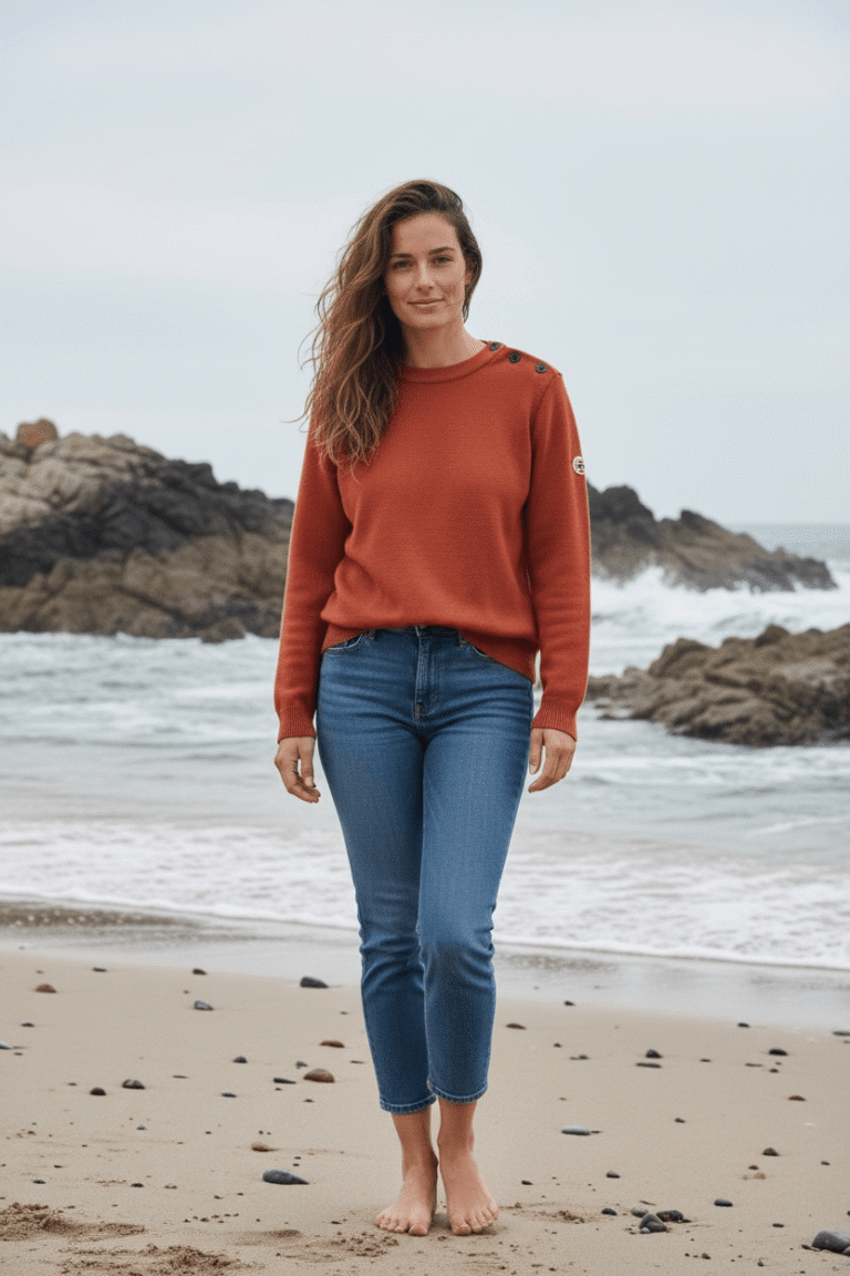 Baie des Caps - Pull marin Erquy laine vierge — Coupe ample femme – Kaki / S