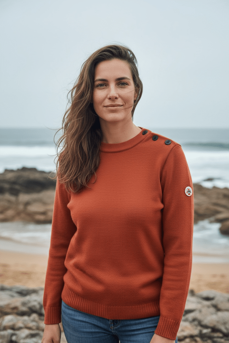 Baie des Caps - Pull marin Erquy laine vierge — Coupe ample femme – Kaki / S