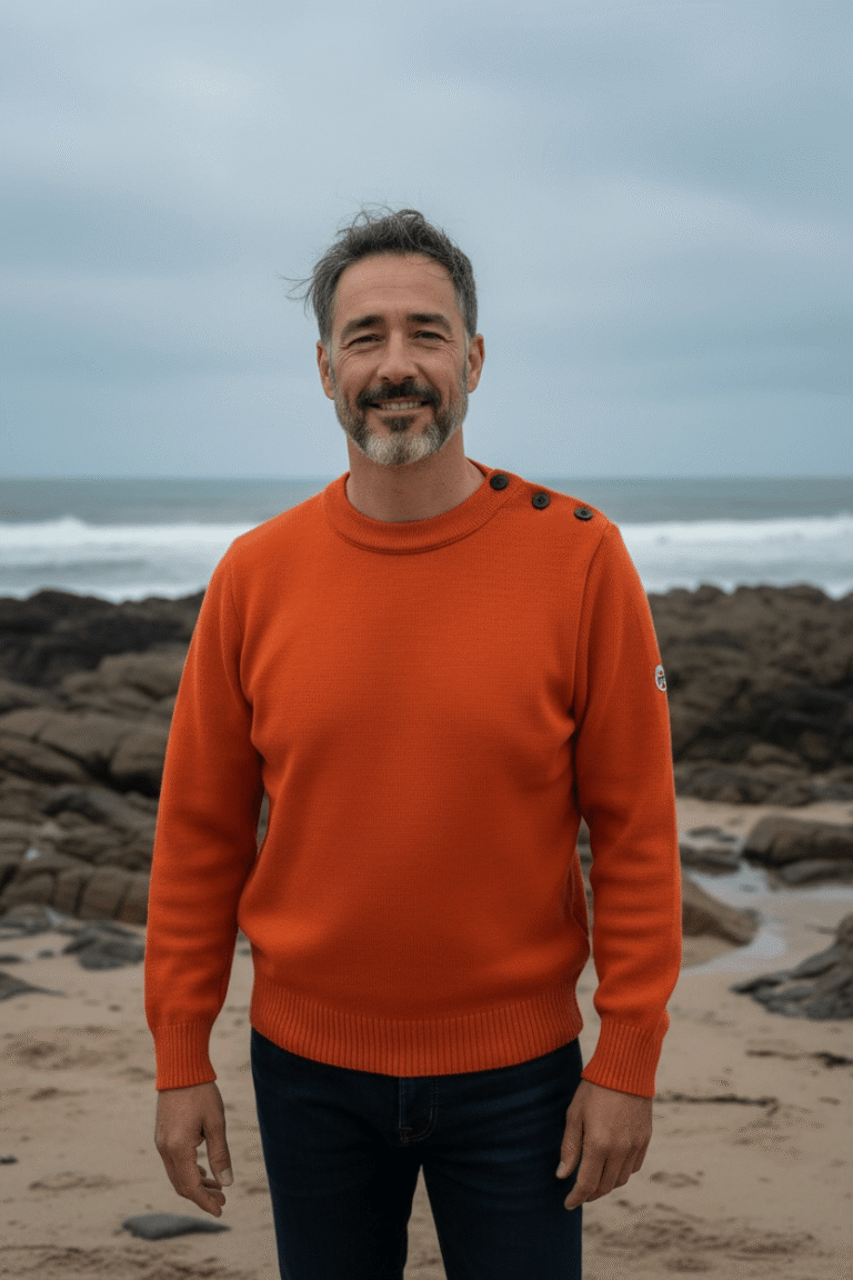 Baie des Caps - Pull marin Erquy laine vierge — Coupe ample homme – Bleu ardoise / L