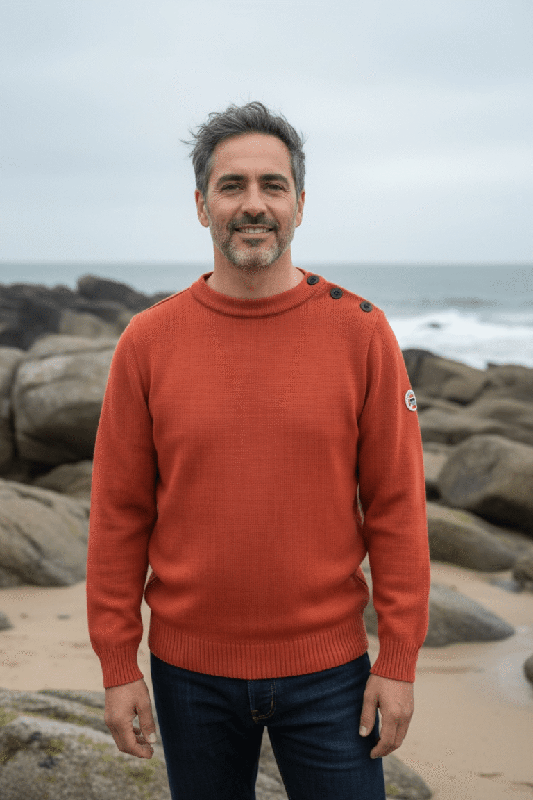 Baie des Caps - Pull marin Erquy laine vierge — Coupe ample homme – Bleu ardoise / L