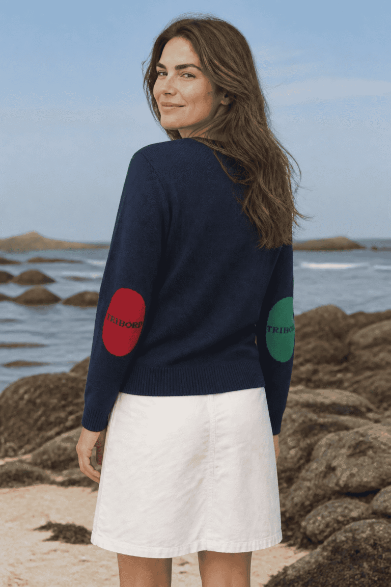 Baie des Caps - Pull marin femme à coudières Babord Tribord — laine vierge