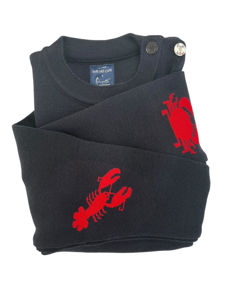 Baie des Caps - Pull marin femme laine coudières Homard & Crabe — Baie des Caps – Bleu Marine / Confort / XL