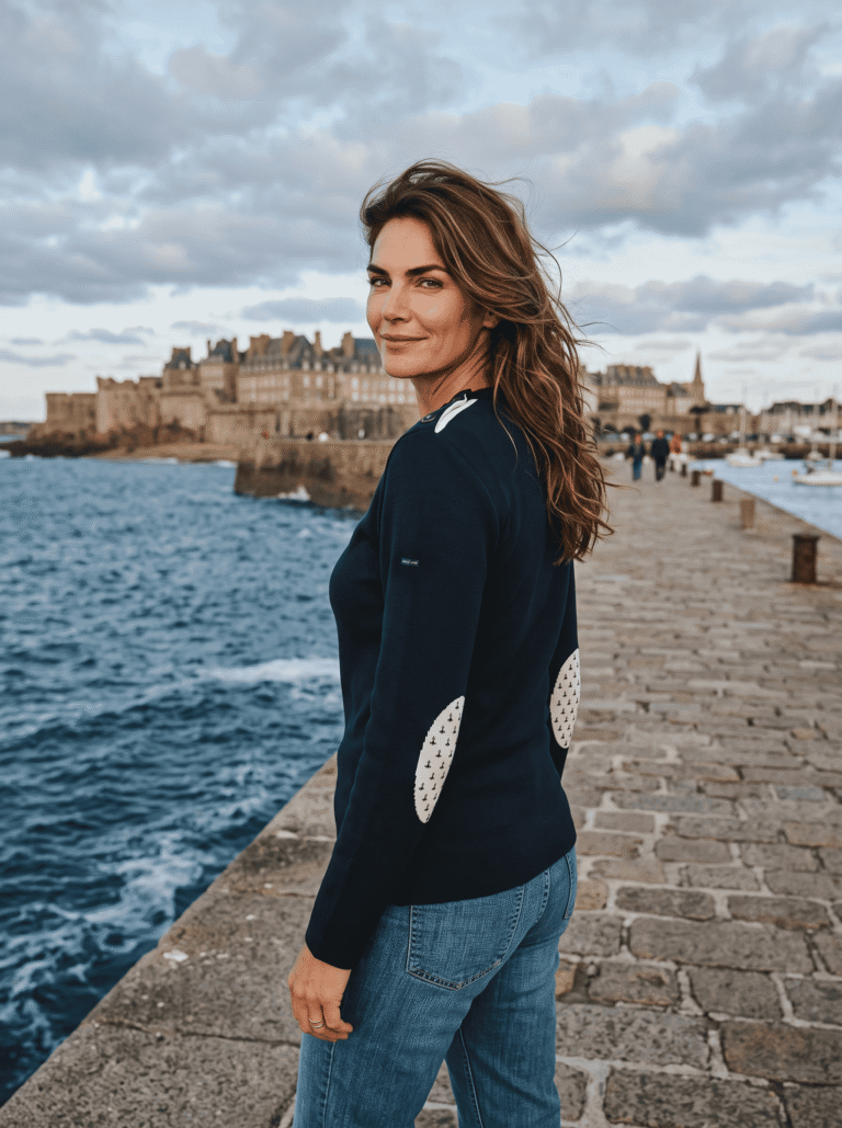 Baie des Caps - Pull marin "Pen Lan" Hermine - 50% laine – S