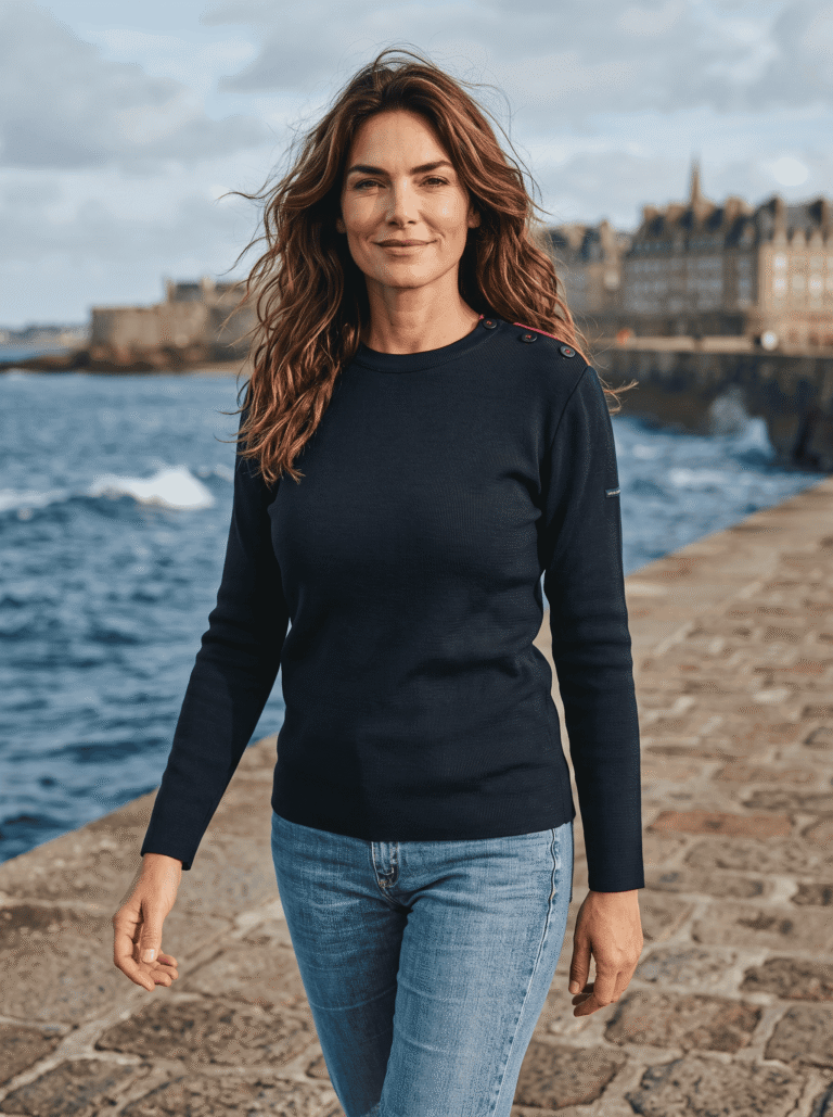 Baie des Caps - Pull marin "Pen Lan" Lys - 50% laine – Vert vif / S