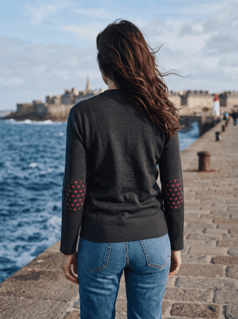 Baie des Caps - Pull marin "Pen Lan" Lys - 50% laine – Fuschia / L