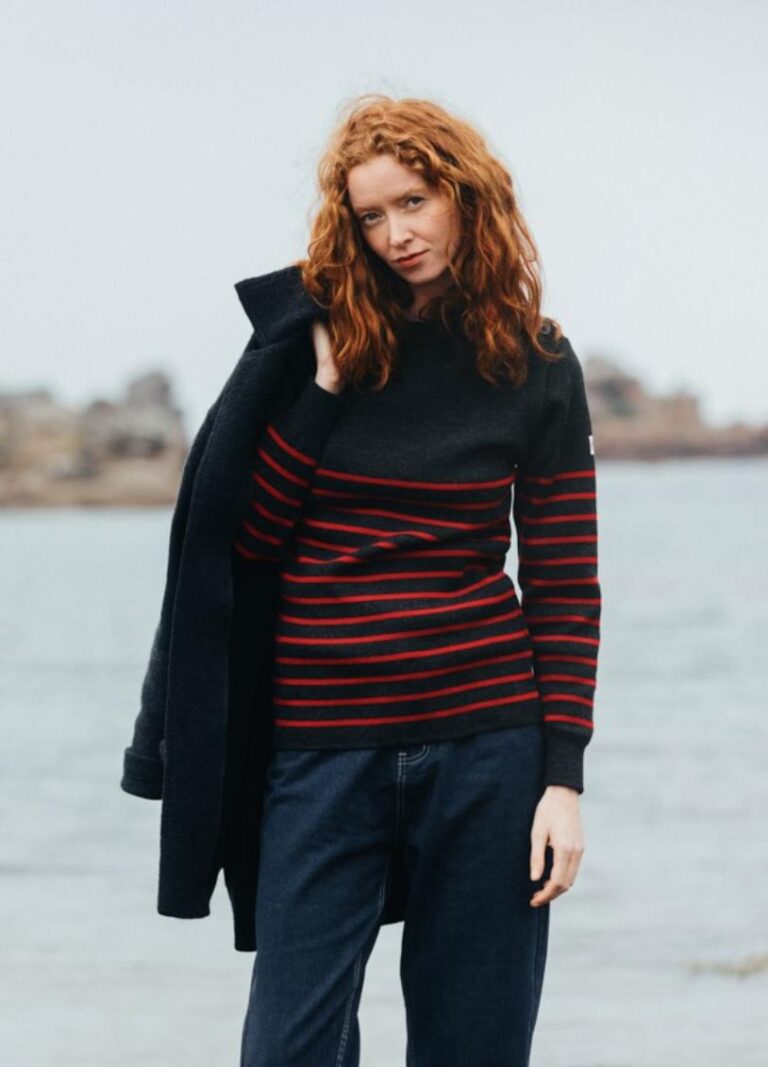 Baie des Caps - Pull marin femme Petit Erquy 100% laine vierge Bretagne – Marine Emeraude / 1 (XS)
