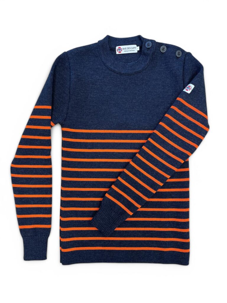 Baie des Caps - Pull marin homme Petit Erquy rayé — 100 % laine – Marine Emeraude / 1 (XS)