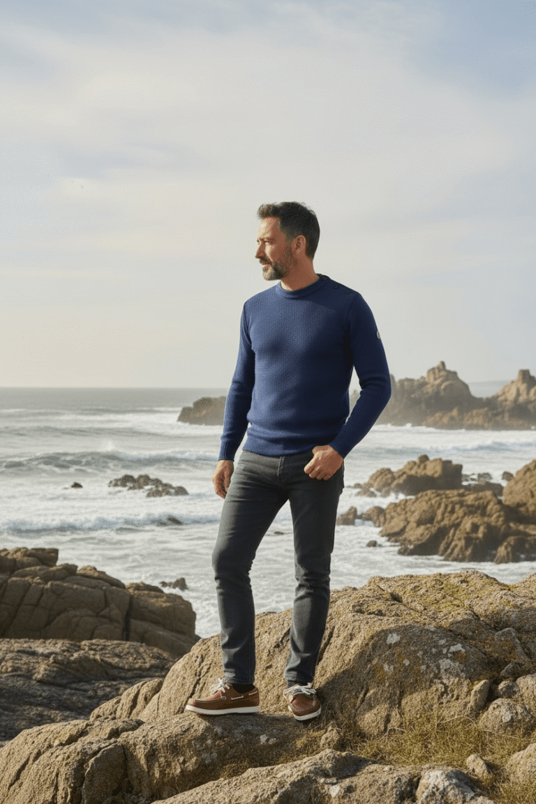 Baie des Caps - Pull marin Petit Erquy 100% laine vierge – Bleu Roi / 7 (3XL)