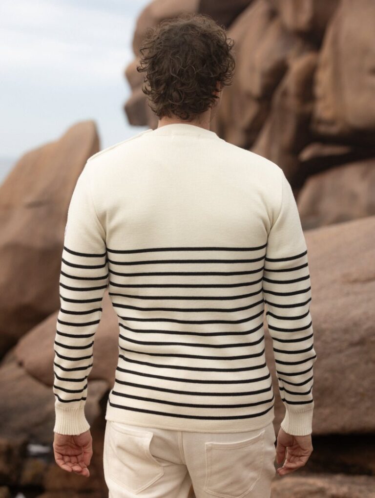 Baie des Caps - Pull marin Petit Erquy – Laine mérinos et rayures bretonnes – Rouge / 0 (XXS)