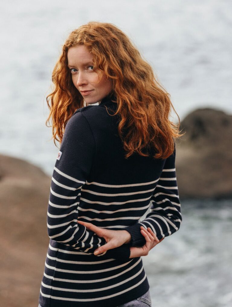 Baie des Caps - Pull Marin Femme Petit Erquy Laine Mérinos Bretagne – Vert vif / 5 (XL)