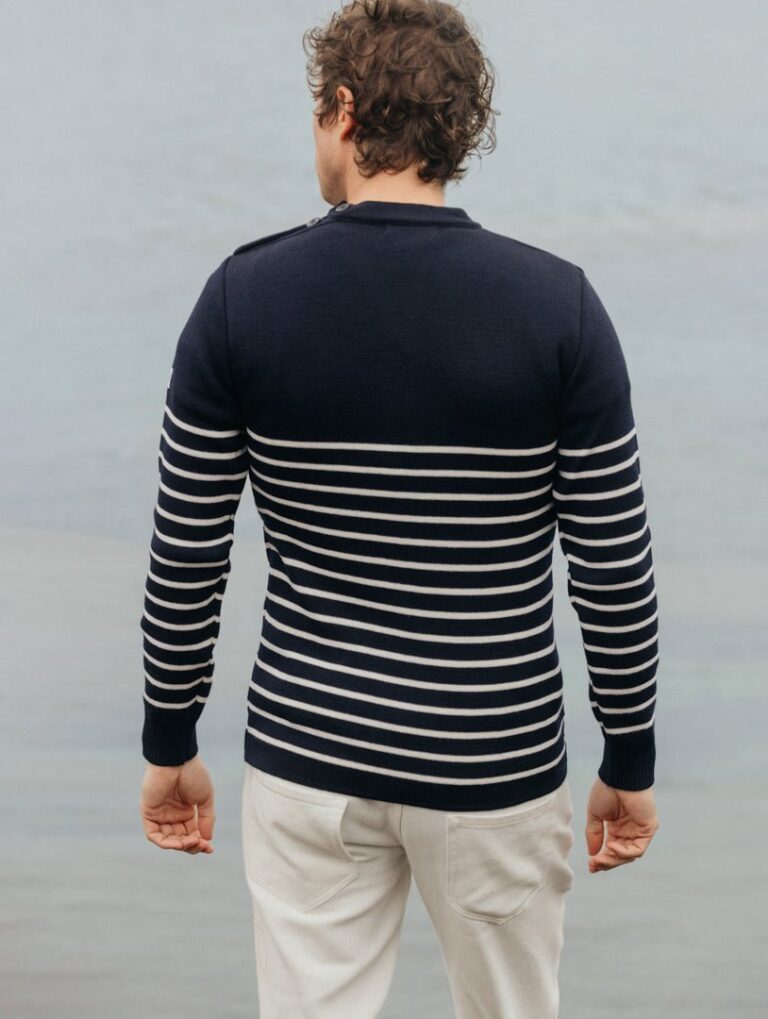 Baie des Caps - Pull marin Petit Erquy – Laine mérinos et rayures bretonnes – Rouge / 0 (XXS)