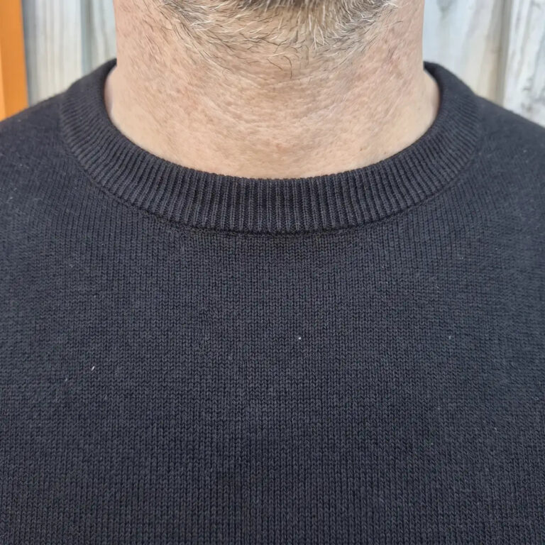 PALÂBA - Pull mérinos homme noir à col rond – XL