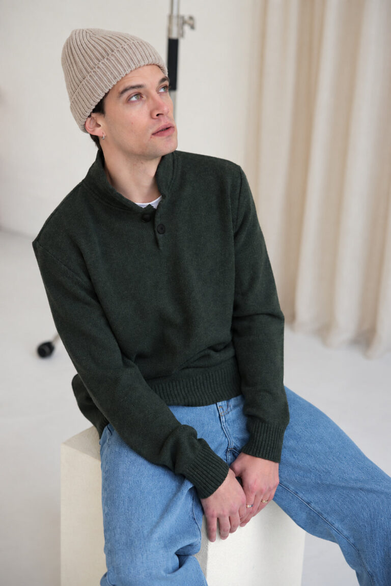 100% Laine Mérinos - pull MONTAGNE Kaki – XL