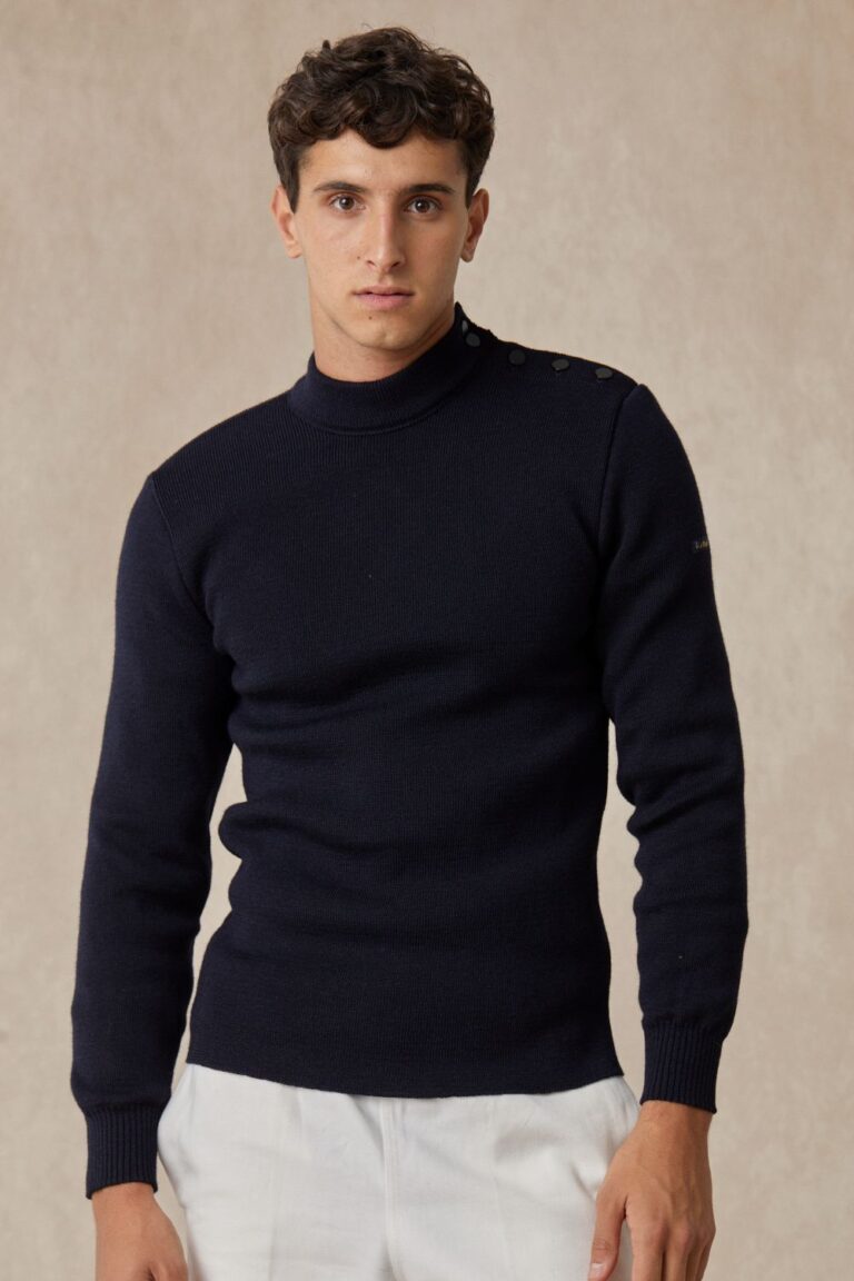 pull marin classique bleu marine homme laine le minor 4 Le Minor - Pull marin bleu marine pour homme – XXXXL
