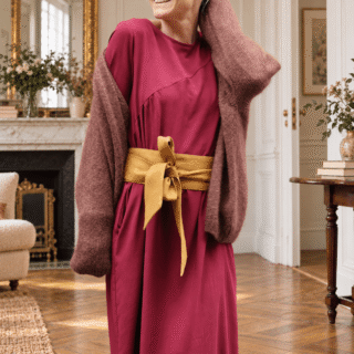 Robe Perrine — Viscose et lin lie de vin par la marque Quintessence Quintessence - Robe Perrine — Viscose et lin lie de vin