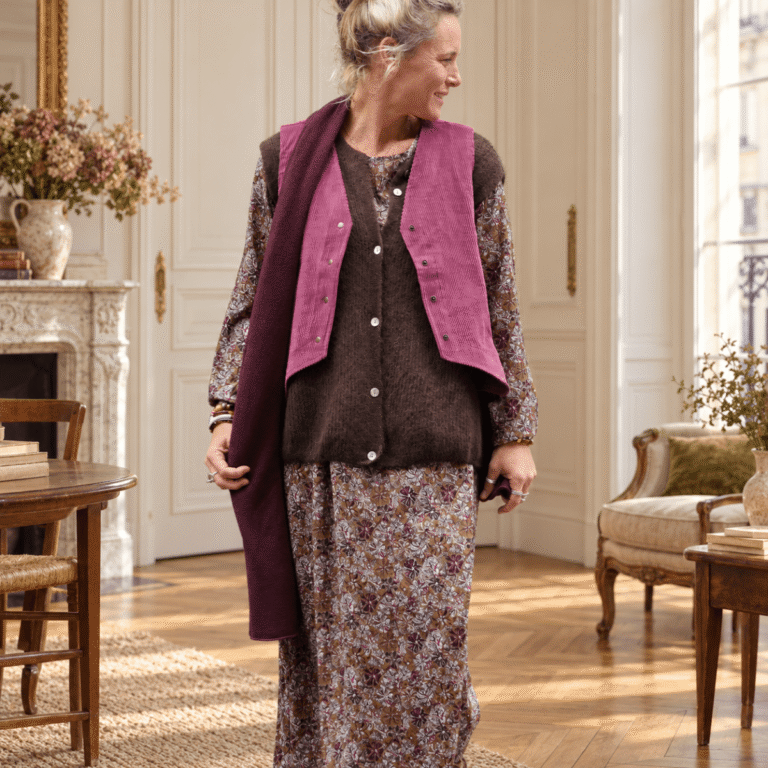 Quintessence - Robe Perrine — Viscose imprimée Lilas des bois – XXL