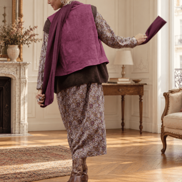 Quintessence - Robe Perrine — Viscose imprimée Lilas des bois – XXL