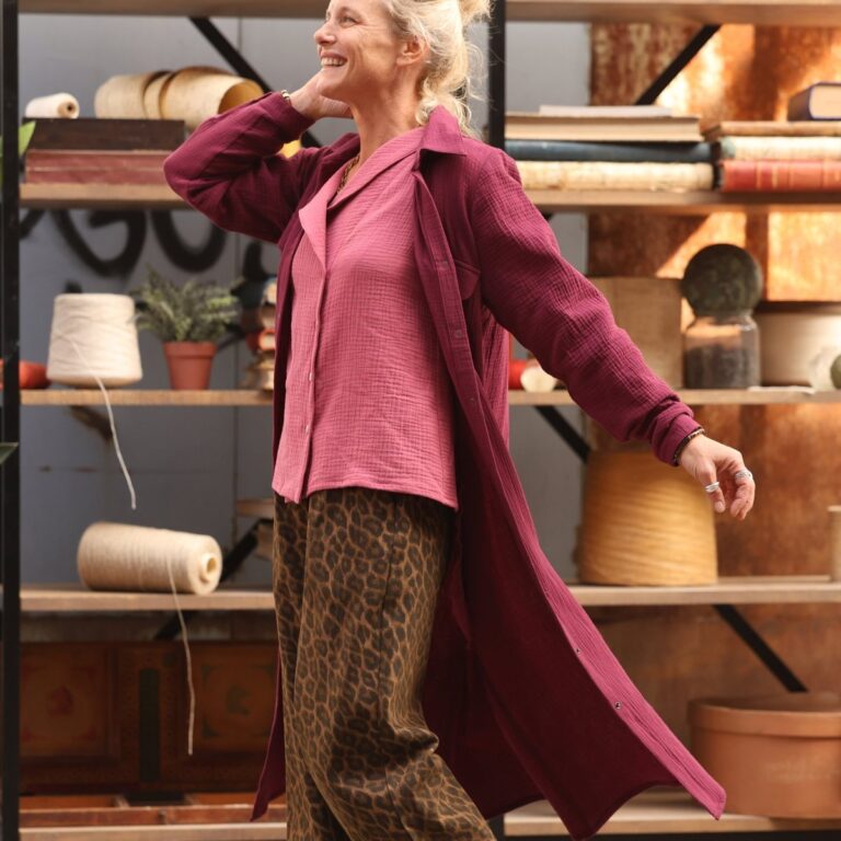 Quintessence - Robe Reine — Double gaze de coton lie de vin – XXL