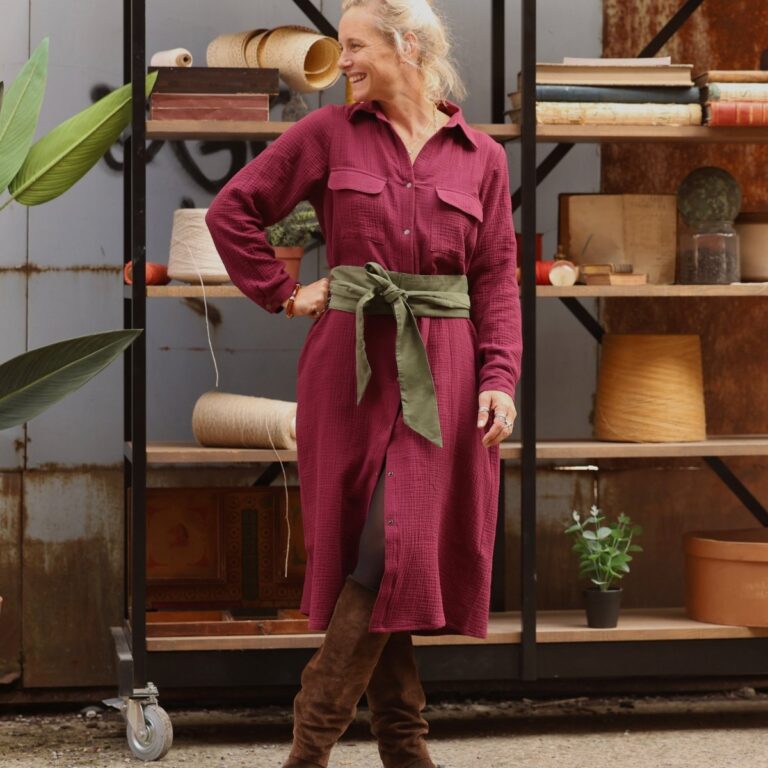 Quintessence - Robe Reine — Double gaze de coton lie de vin – XXL