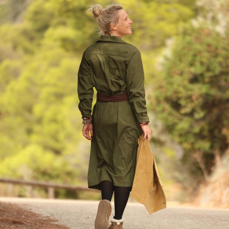 Quintessence - Robe Reine — Toile de coton vert sous-bois – XXL