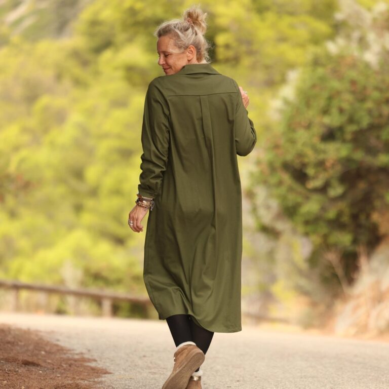 Quintessence - Robe Reine — Toile de coton vert sous-bois – XXL
