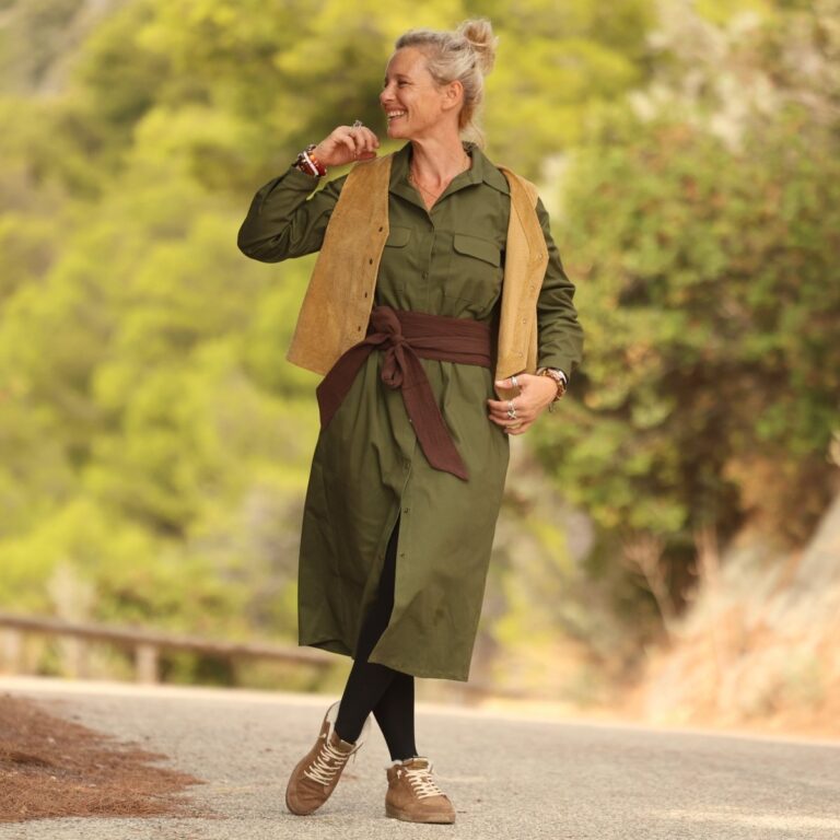 Quintessence - Robe Reine — Toile de coton vert sous-bois – XXL