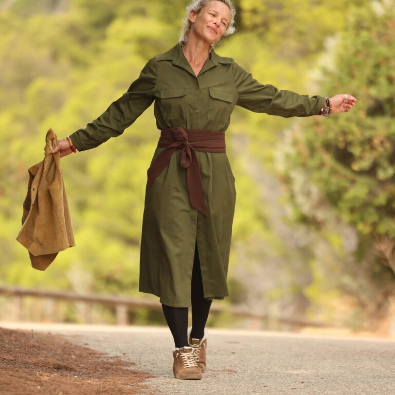 Quintessence - Robe Reine — Toile de coton vert sous-bois – XXL