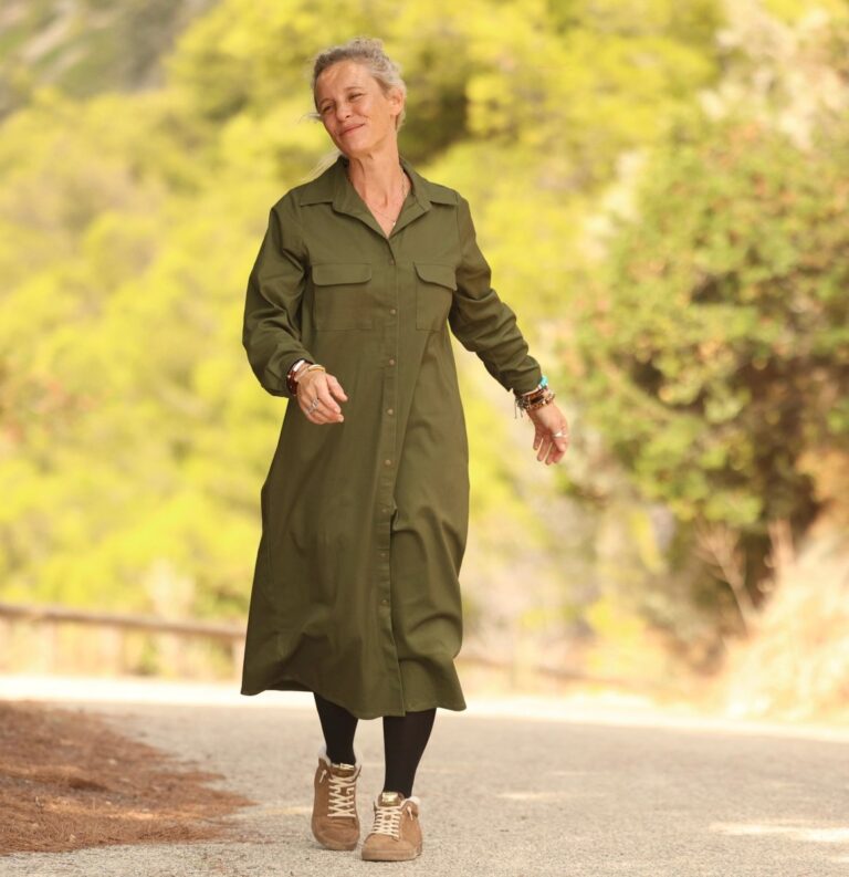 Quintessence - Robe Reine — Toile de coton vert sous-bois – XXL