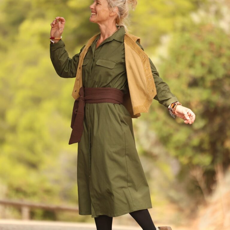 Quintessence - Robe Reine — Toile de coton vert sous-bois – XXL