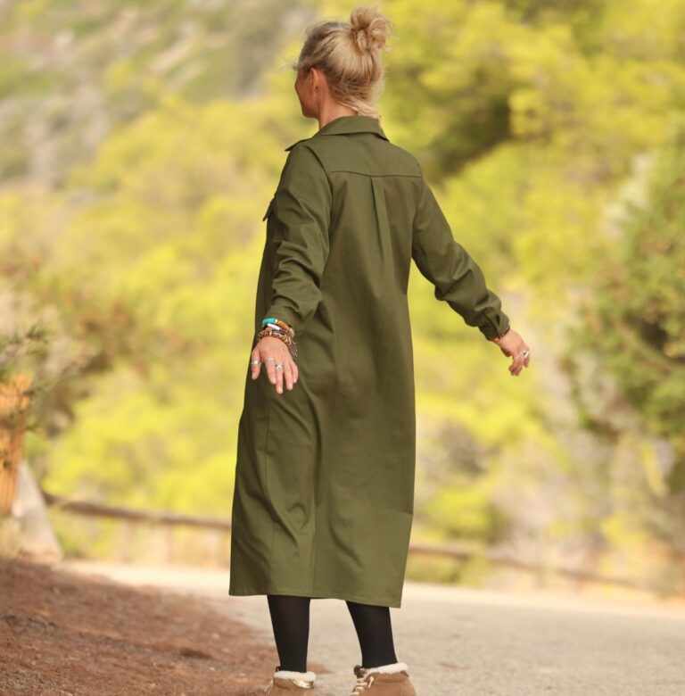 Quintessence - Robe Reine — Toile de coton vert sous-bois – XXL