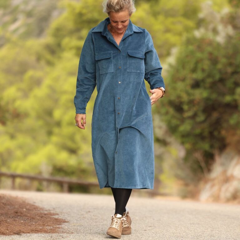 Quintessence - Robe Reine — Velours côtelé bleu officier – XXL