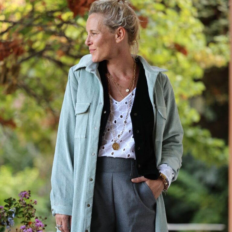 Quintessence - Robe Reine — Velours côtelé vert d'eau – XXL