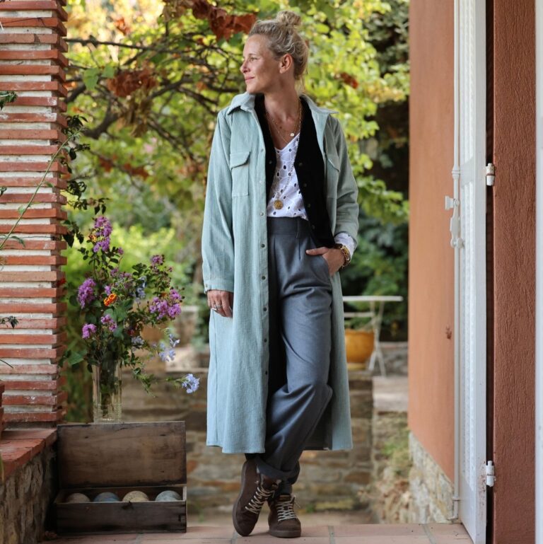 Quintessence - Robe Reine — Velours côtelé vert d'eau – XXL