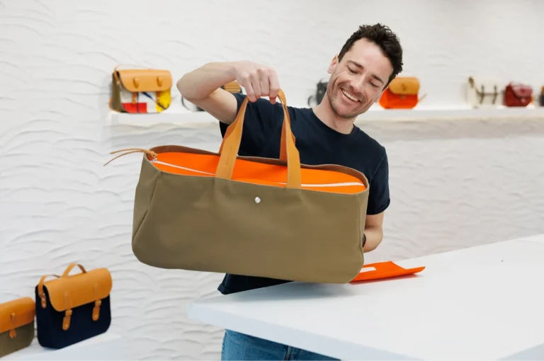 Monébari - Les sacs made in France - Sac voyage cabine - kaki et orange