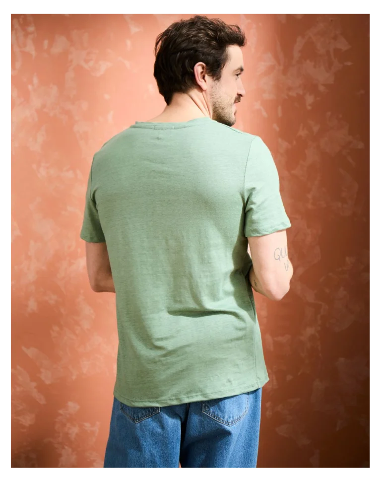 Maison Lemahieu - T-shirt col V 100%  Lin - Sauge – XL