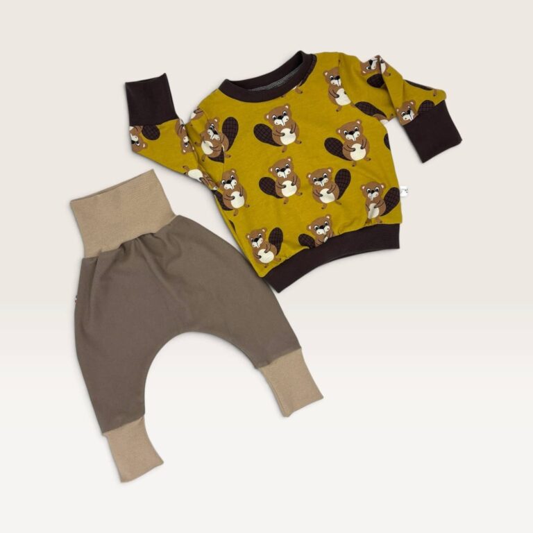 les Mômes des Dômes - T-shirt manches longues évolutif bébé et enfant - Soan – Pull + pantalon uni beige / 3 - 6 ans / 3 - 6 ans