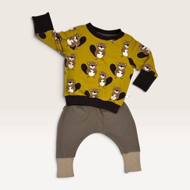 les Mômes des Dômes - T-shirt manches longues évolutif bébé et enfant - Soan – Pull + pantalon uni beige / 3 - 6 ans / 3 - 6 ans