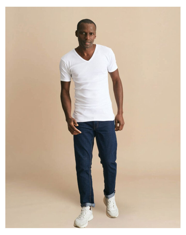 Maison Lemahieu - T-shirt seconde peau - Col V - Blanc – M
