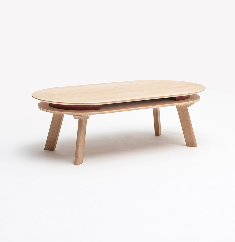 table basse en chene massif Parati rouge Schiste Drugeot.com - Table basse PARATI – teinte-noyer-finition