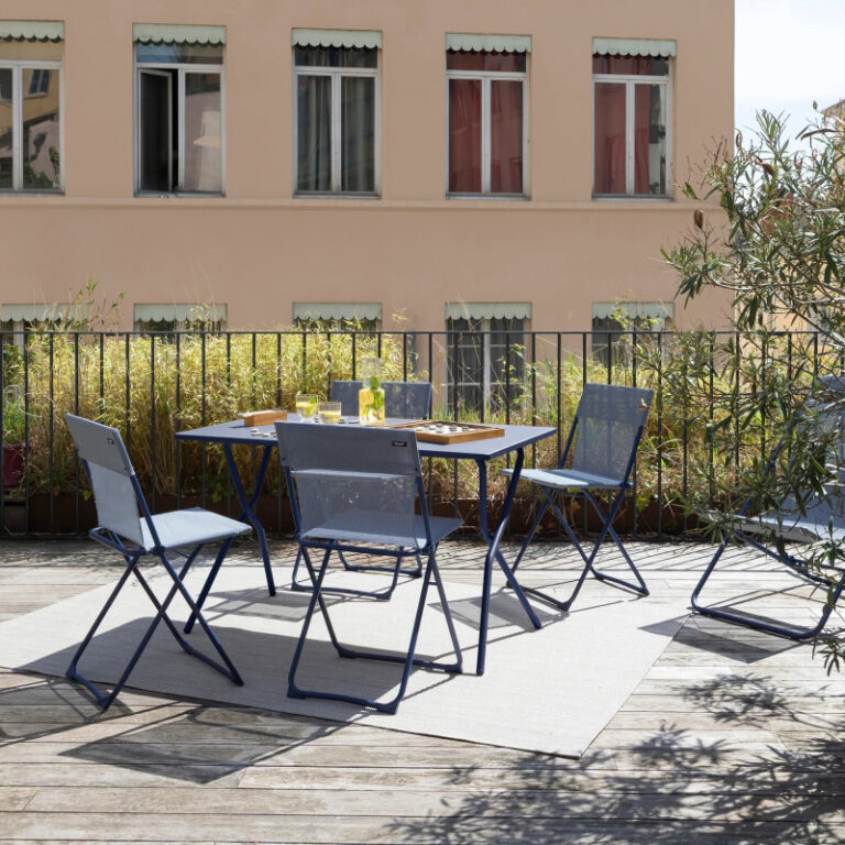 LAFUMA MOBILIER - Table de jardin pliante LAFUMA MOBILIER Balcony 120x70cm Colorblock et ses quatre chaises - 6 coloris
