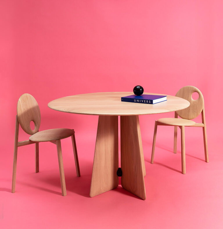 Drugeot.com - Table de repas ronde FARFALLA – teinte-noyer-finition