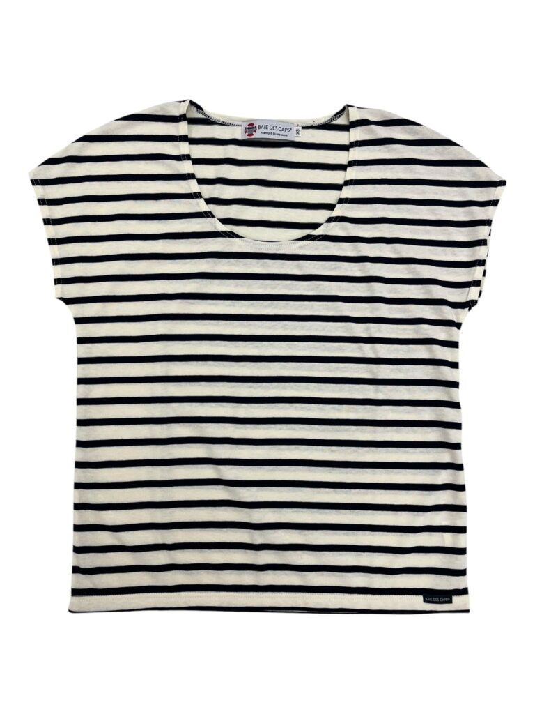 Brocéliande Confection - Top marin femme "Morgane" – Blanc Marine / XS