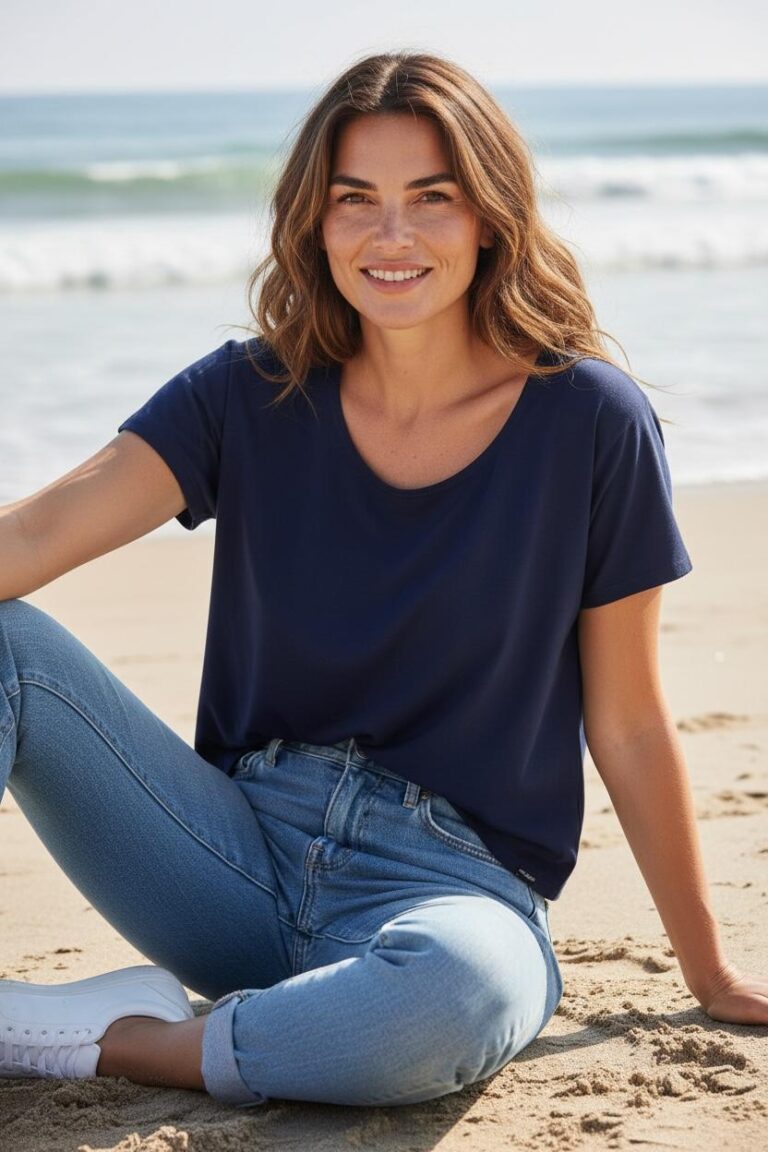 Brocéliande Confection - Top marin femme "Morgane" – Blanc Marine / XS