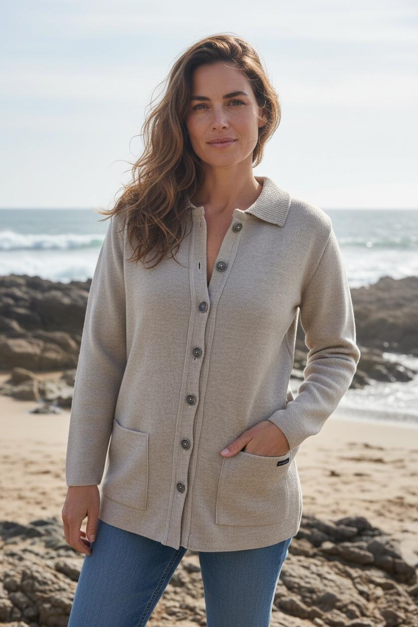 veste femme la briantais beige sable chine xxs 8567583 Baie des Caps - Veste Femme « La Briantais » – Beige Sable Chiné – M