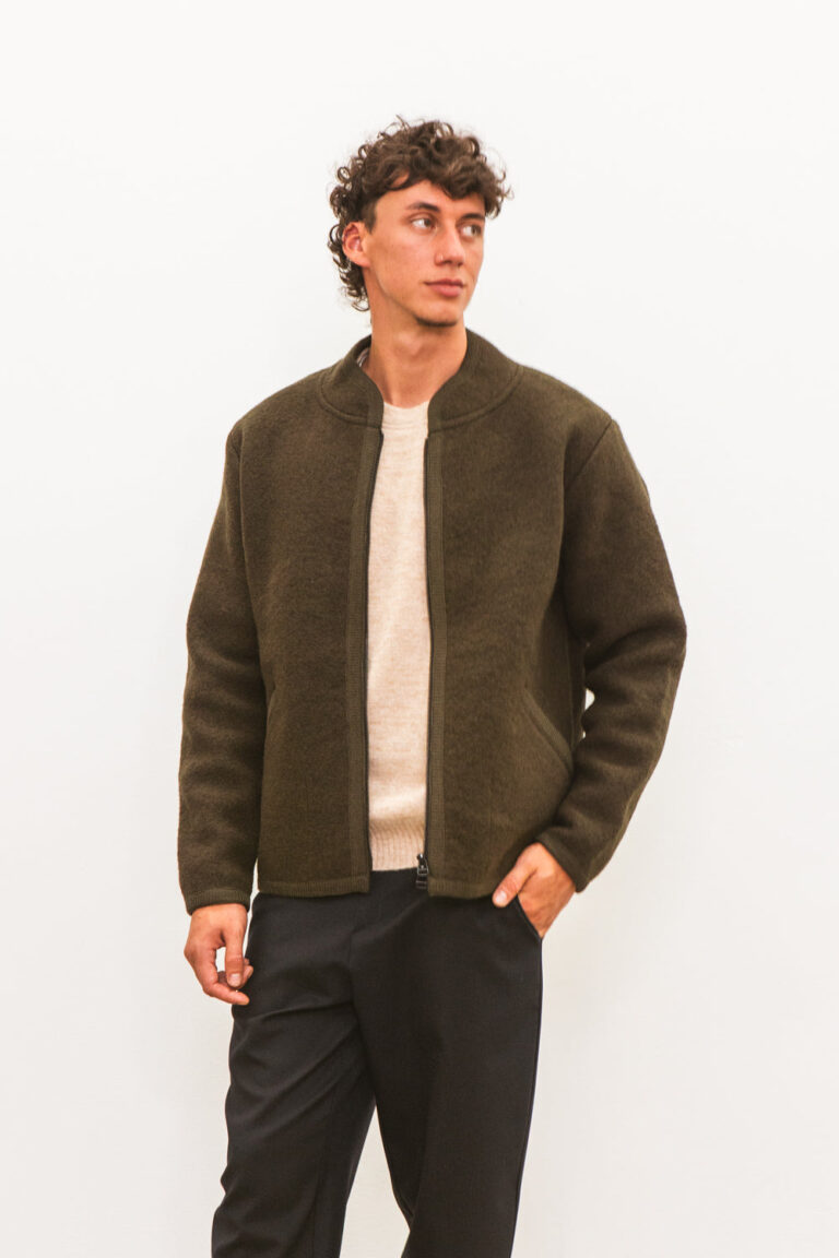 100% Laine bouillie fabriquée en France - Veste TANA Kaki – M