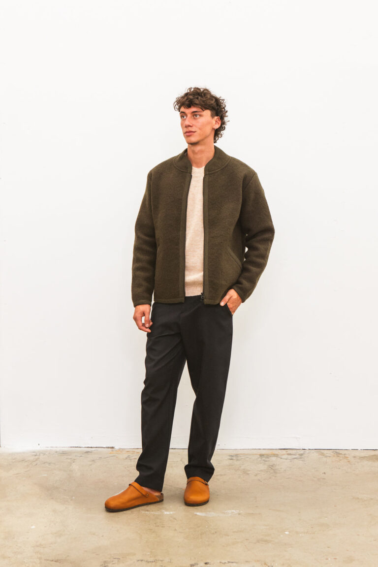 100% Laine bouillie fabriquée en France - Veste TANA Kaki – M