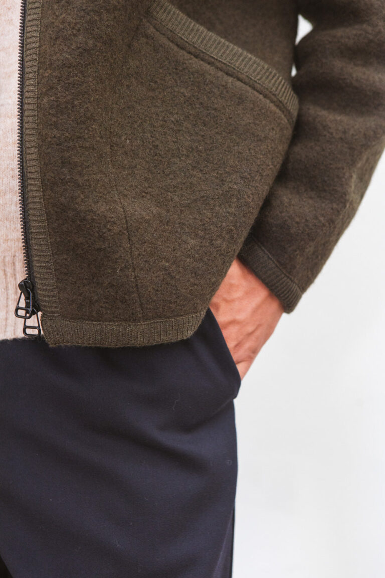 100% Laine bouillie fabriquée en France - Veste TANA Kaki – M