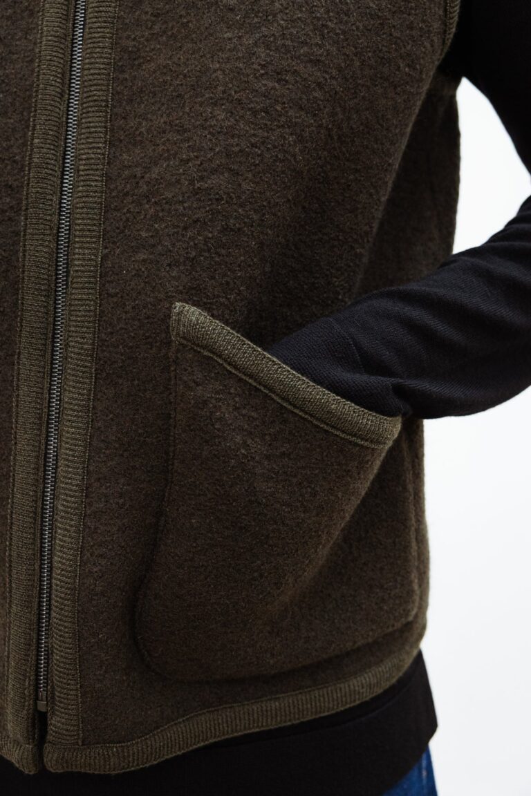 100% Laine bouillie fabriquée en France - Veste sans manche RIVO Kaki – M
