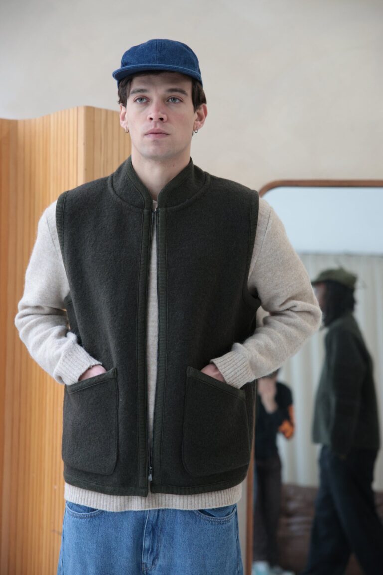 100% Laine bouillie fabriquée en France - Veste sans manche RIVO Kaki – M