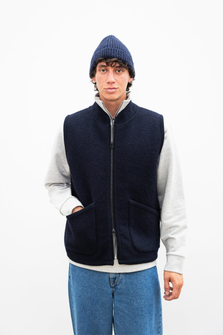 100% Laine bouillie fabriquée en France - Veste sans manche RIVO Navy – XL